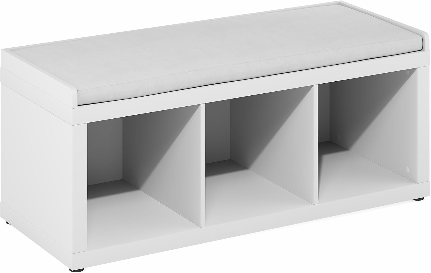 White 3-Cube Padded Shoe Bench