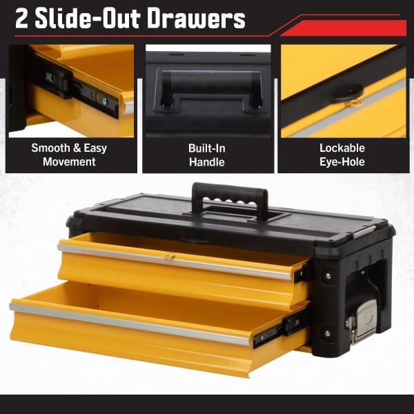 Yellow Stackable Rolling Tool Box