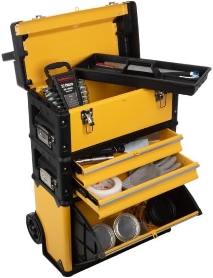 Yellow Stackable Rolling Tool Box