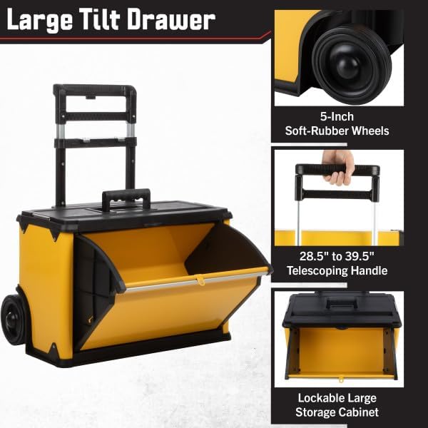 Yellow Stackable Rolling Tool Box