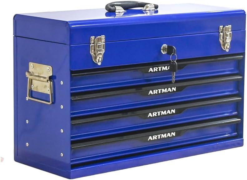 Black Blue 4-Drawer Portable Tool Box