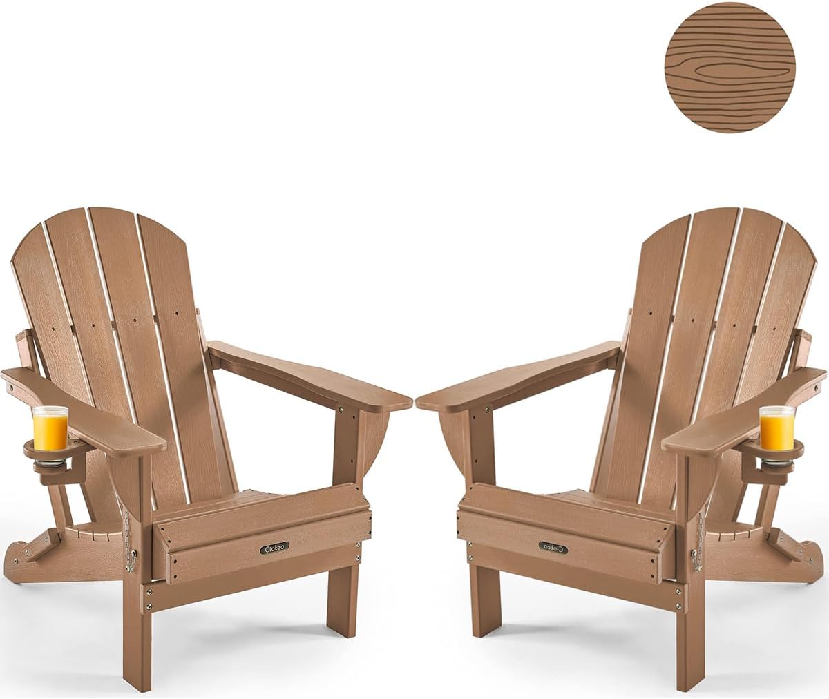 Teak 2-Pack Cup Holder Adirondack Chairs