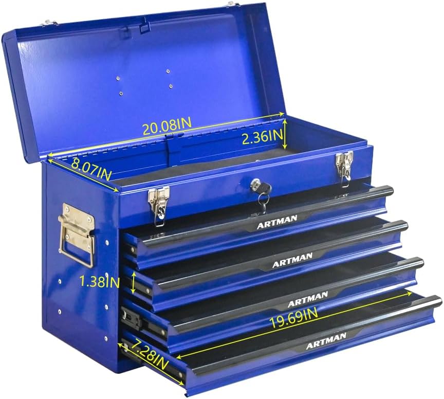 Black Blue 4-Drawer Portable Tool Box