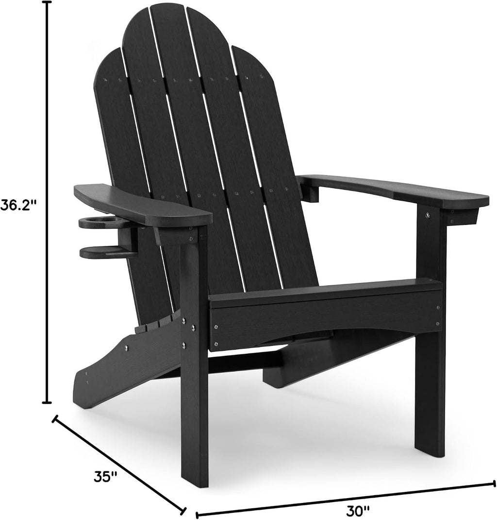 Black 4-Pack Cup Holder Adirondack Chairs