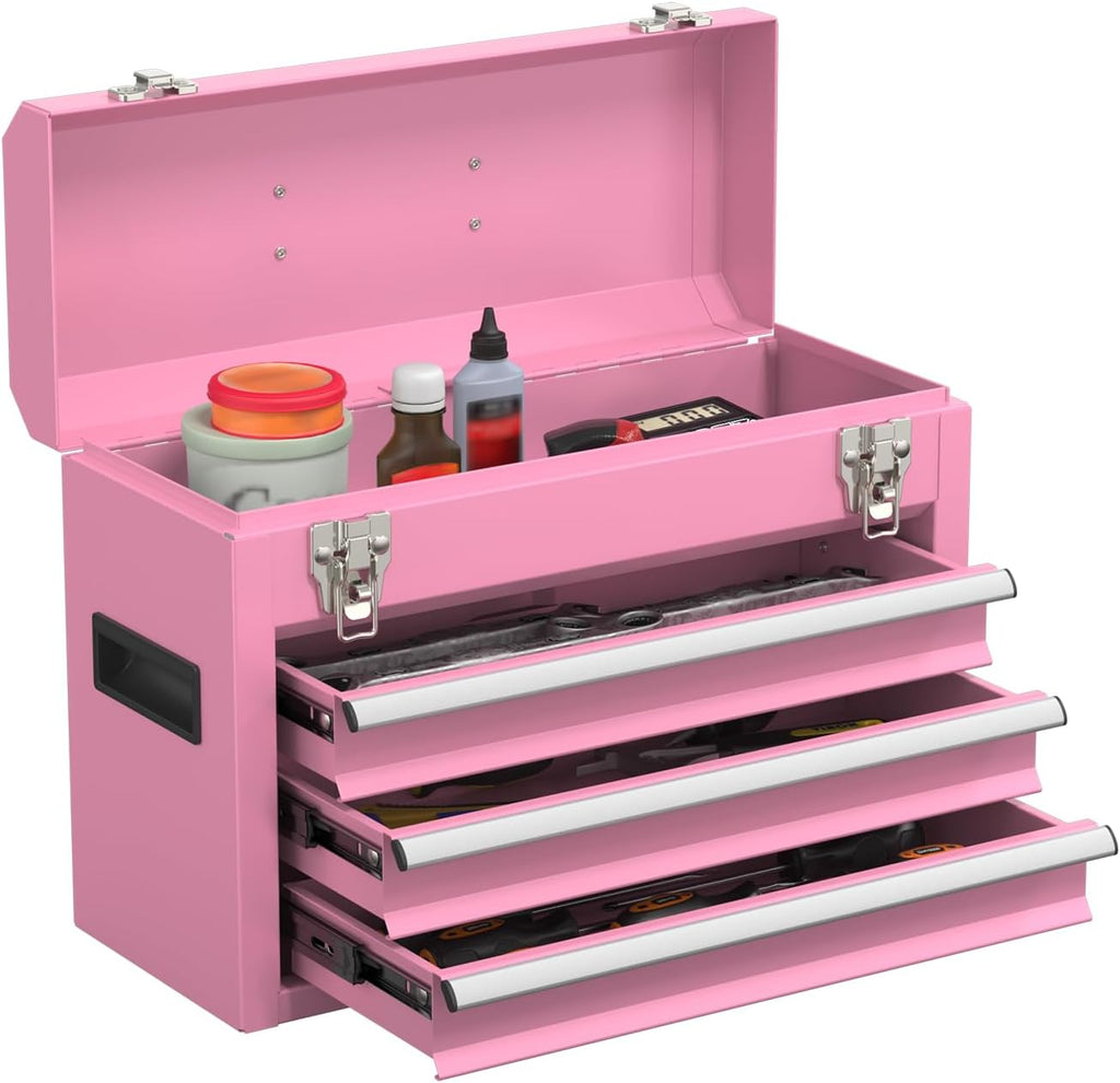 Pink Lined Portable Drawer Tool Box