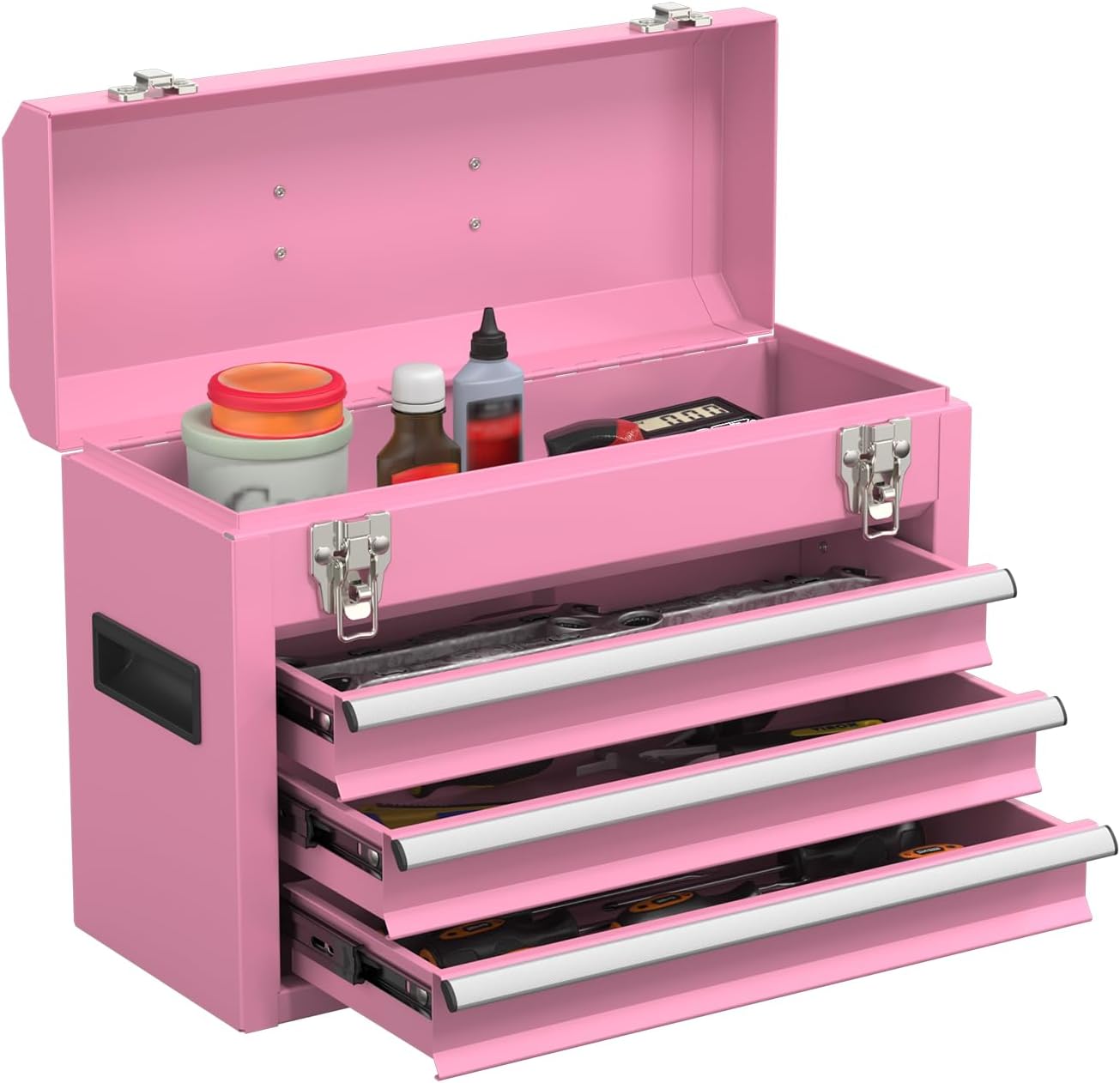 Pink Lined Portable Drawer Tool Box