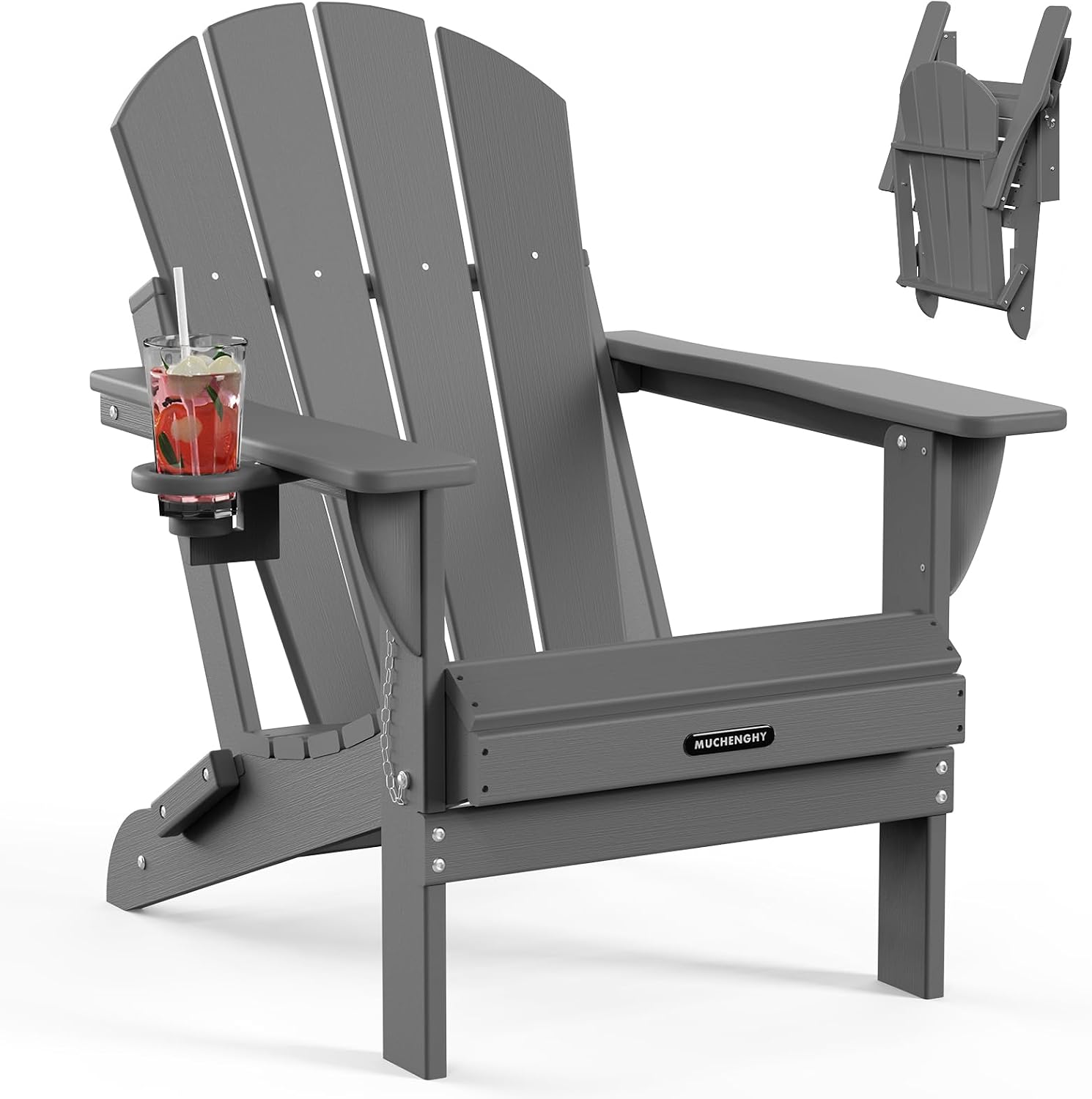 Gray Cup Holder Plastic Adirondack Chair