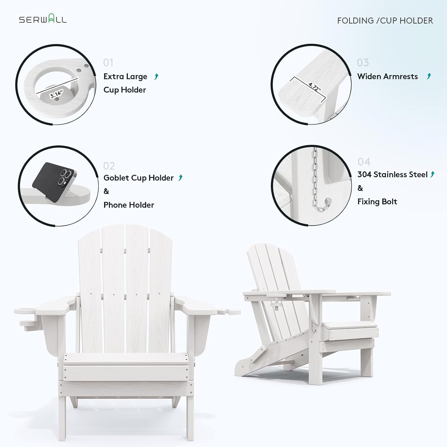 White 2-Pack HDPE Adirondack Chairs
