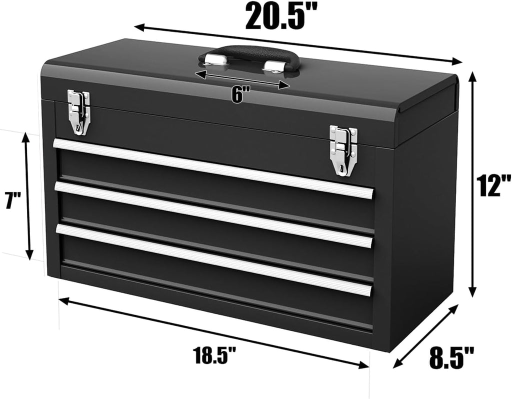 Black 3-Drawer Lockable Tool Box