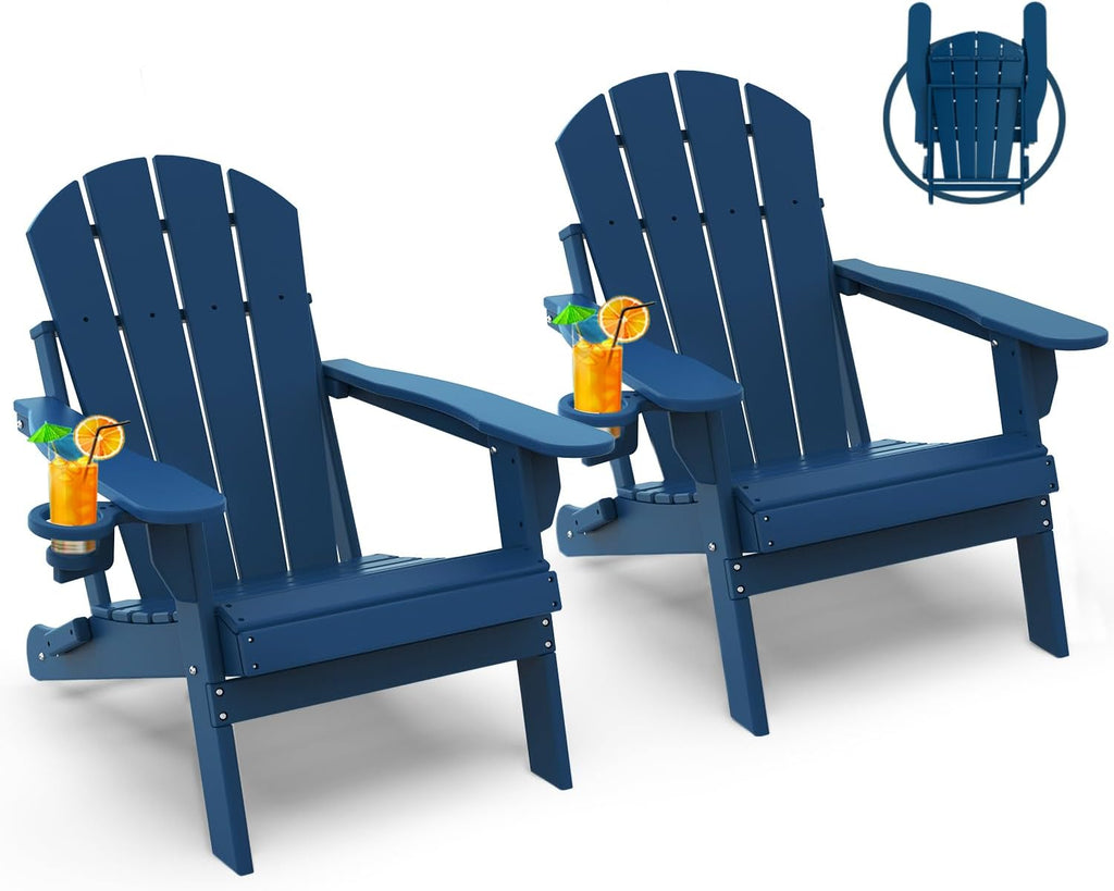 Blue 2-Pack HDPE Adirondack Chairs