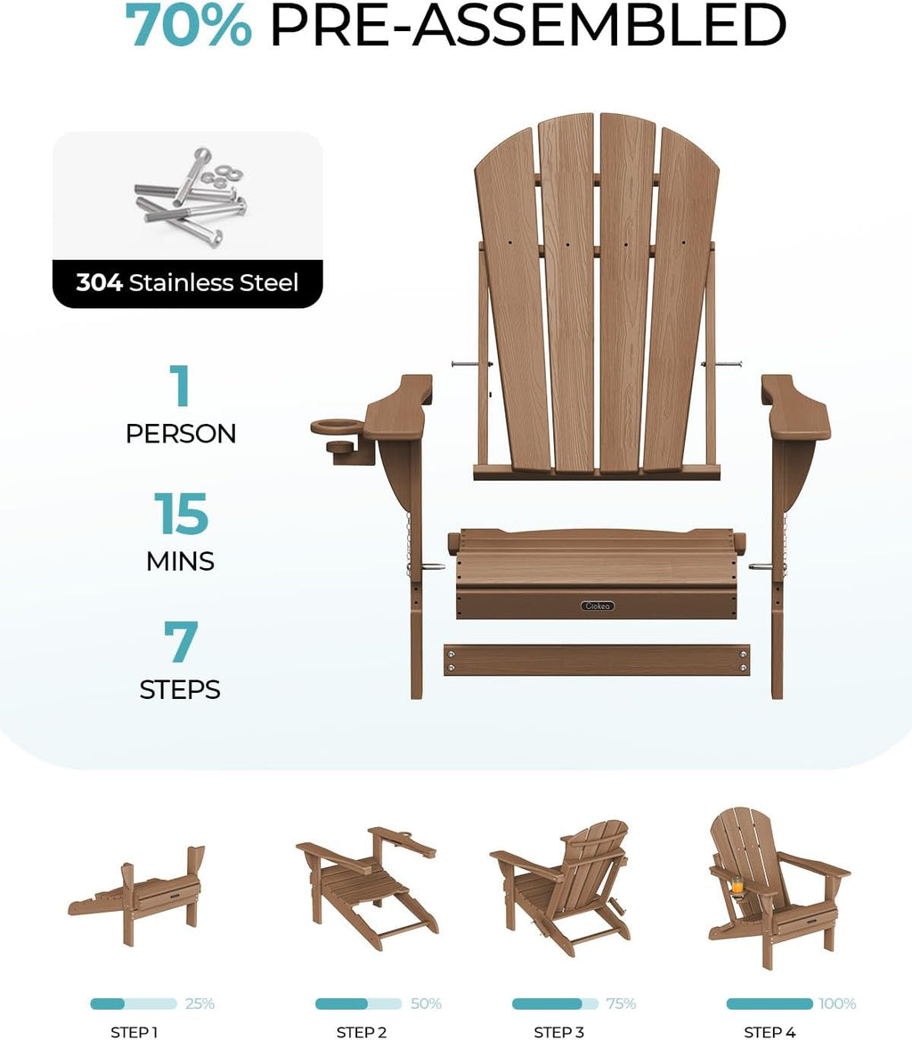 Teak 2-Pack Cup Holder Adirondack Chairs
