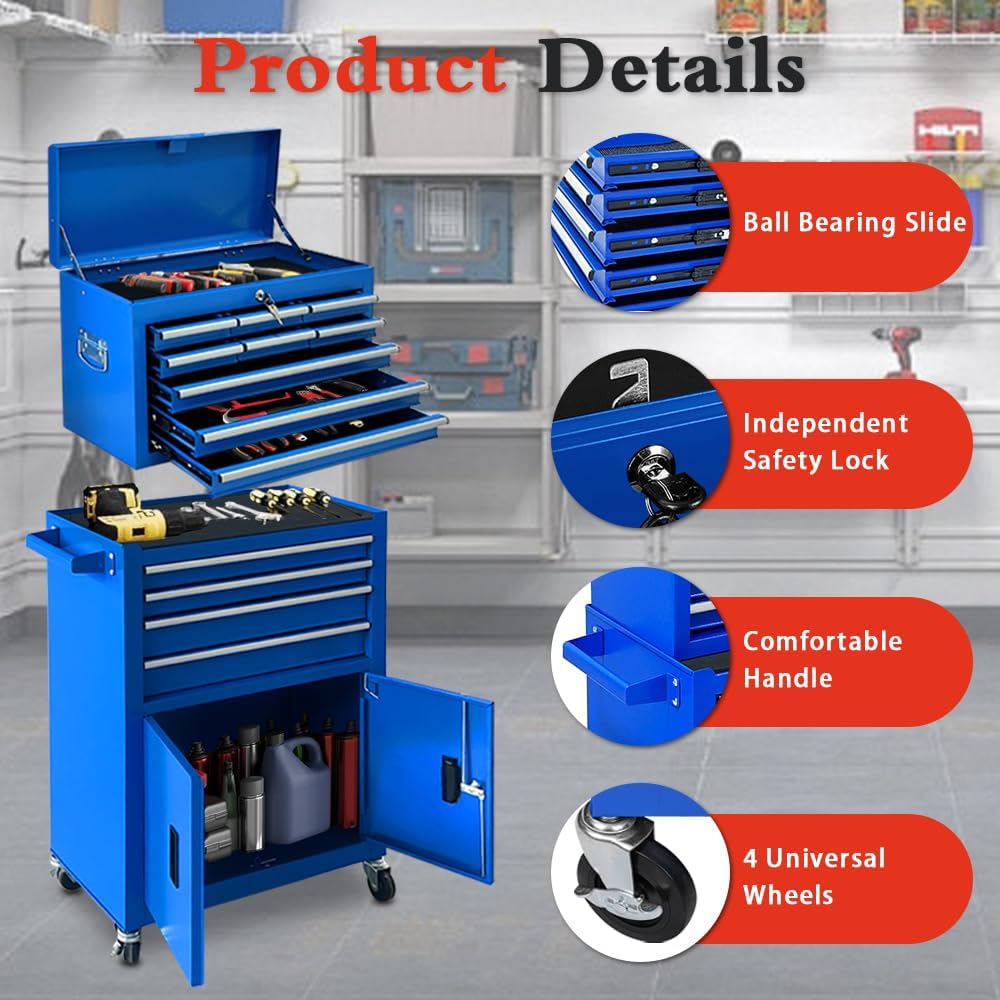 Blue 13-Drawer Rolling Tool Chest