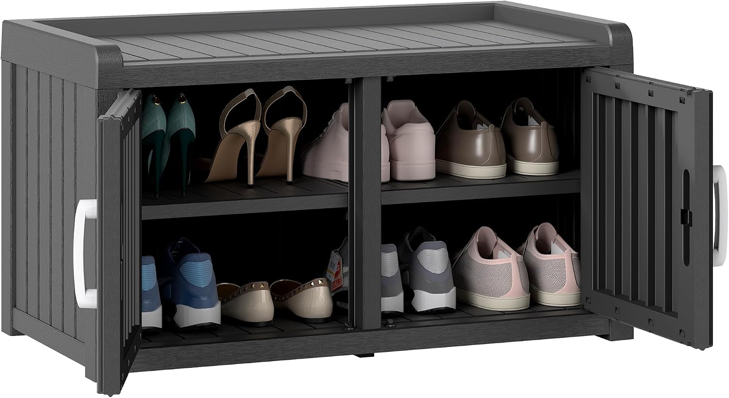 Black Outdoor Waterproof Shoe Bench