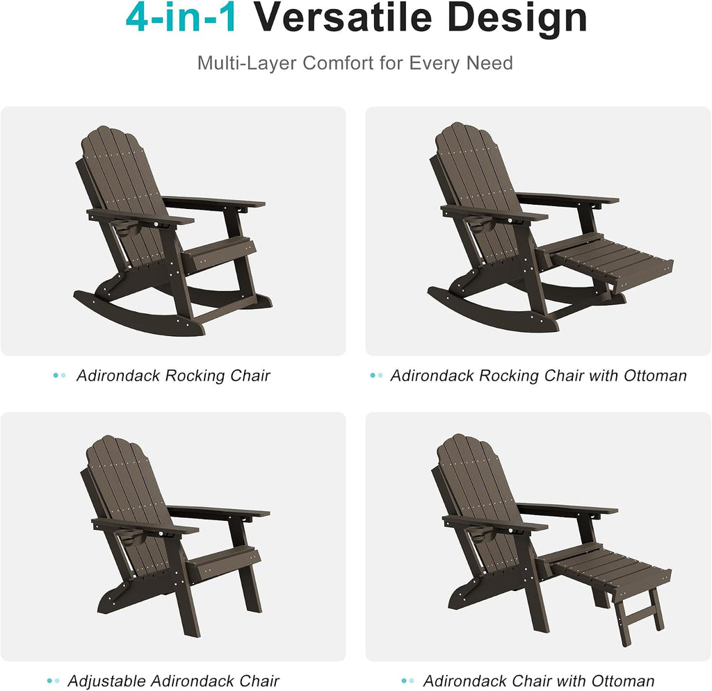 Brown 2-Pack Rocking Adirondack Chairs