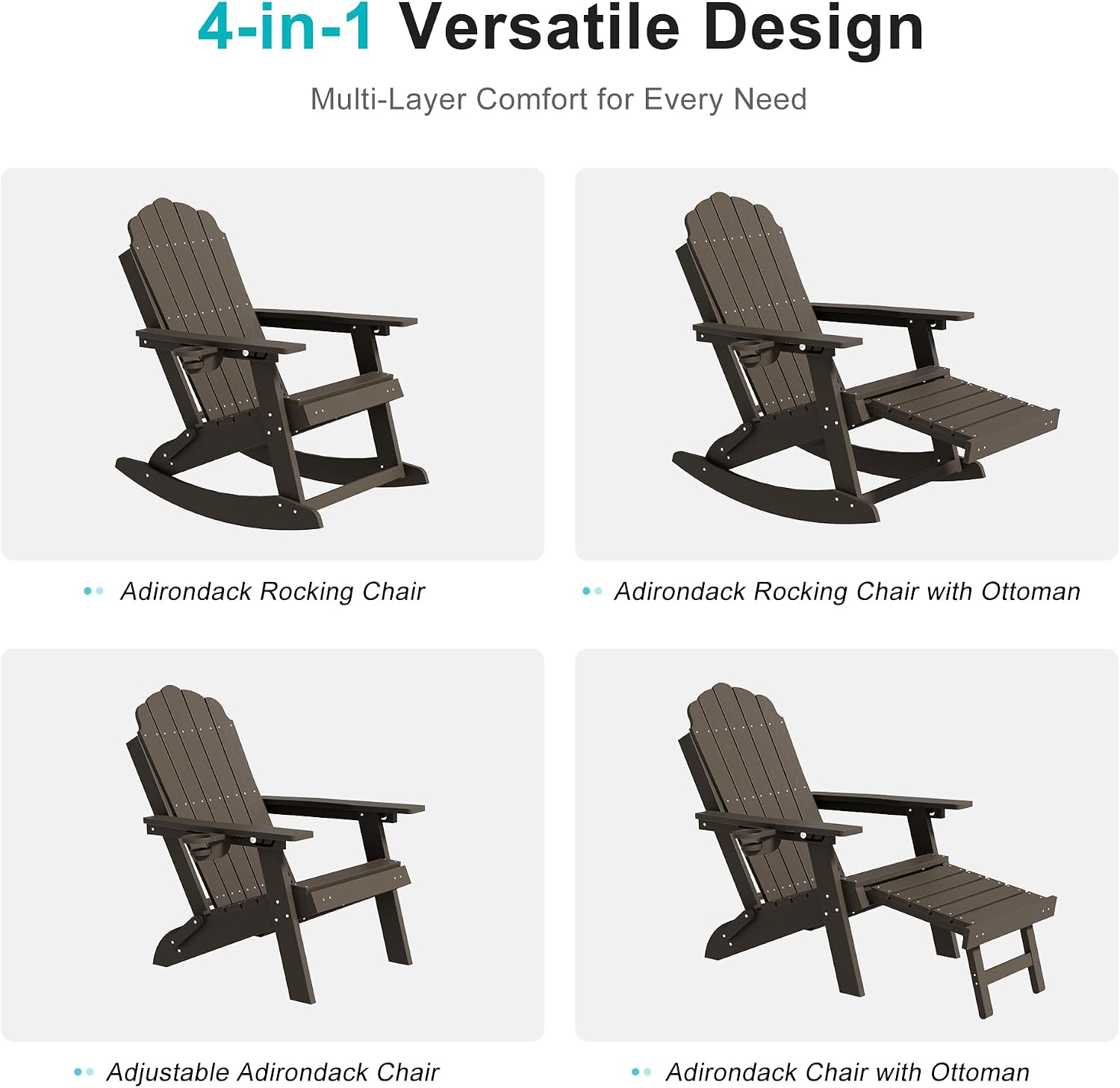 Brown 2-Pack Rocking Adirondack Chairs