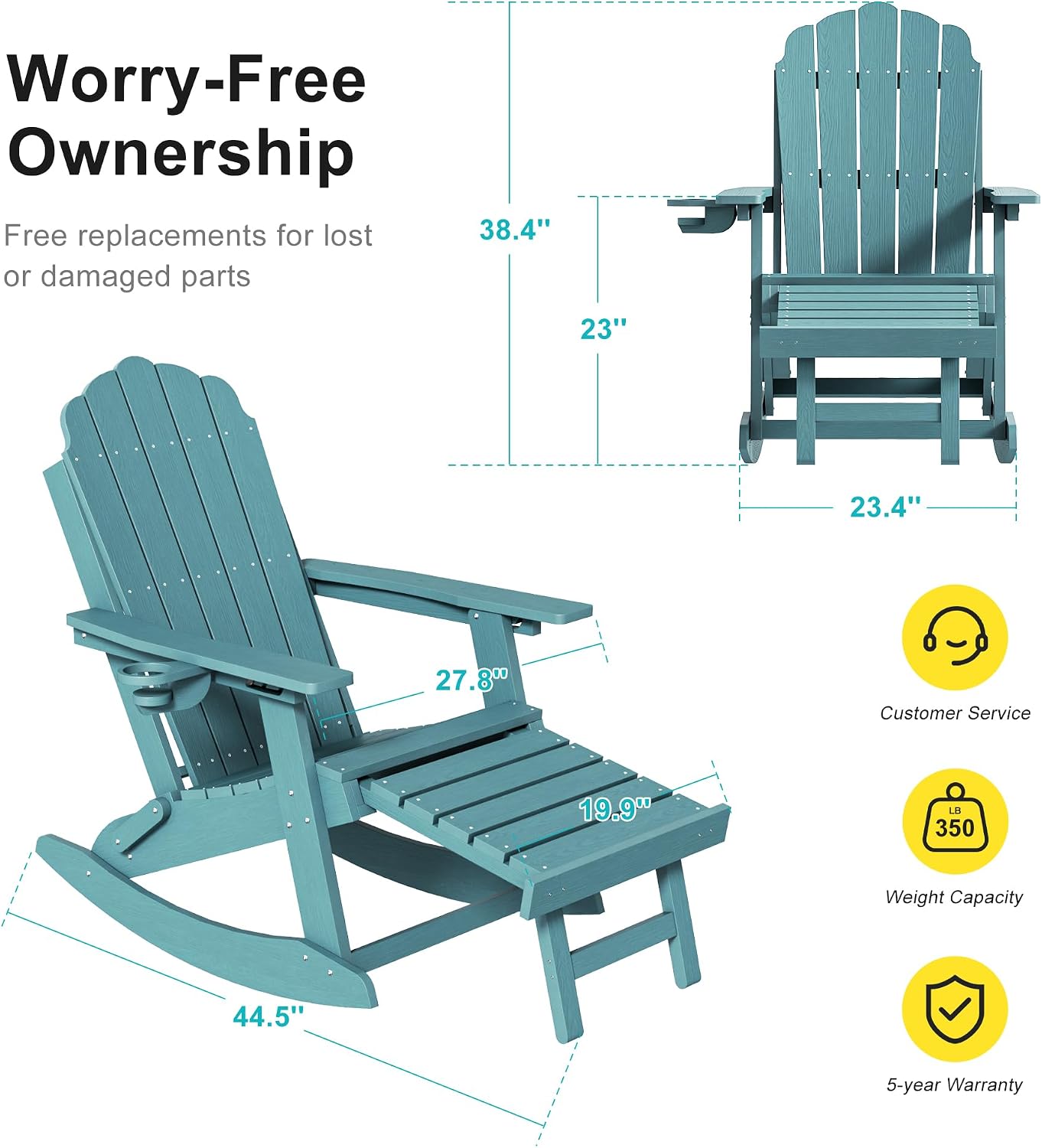 Lake Blue 2-Pack Rocking Adirondack Chairs