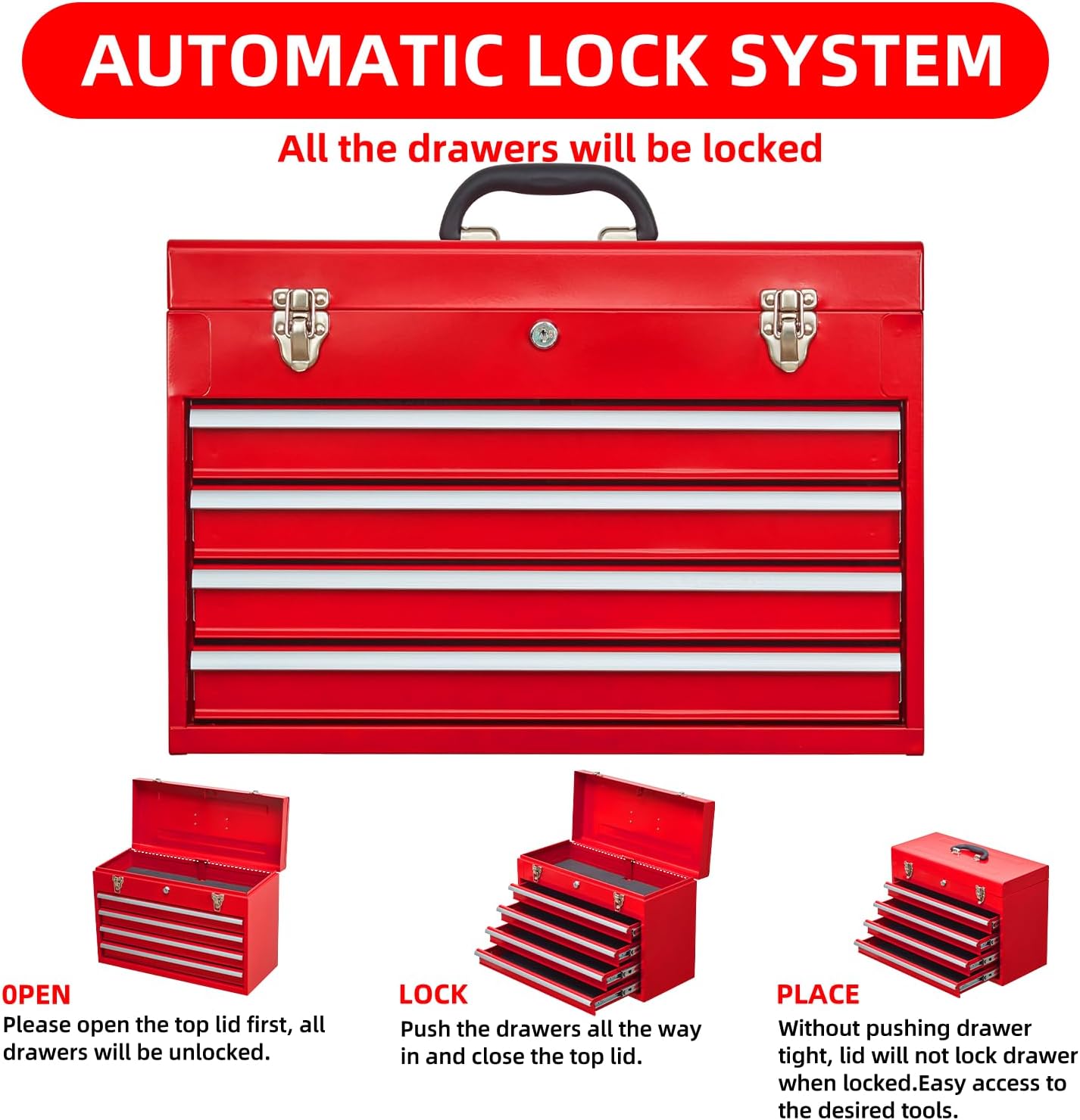 Red 4-Drawer Portable Tool Box