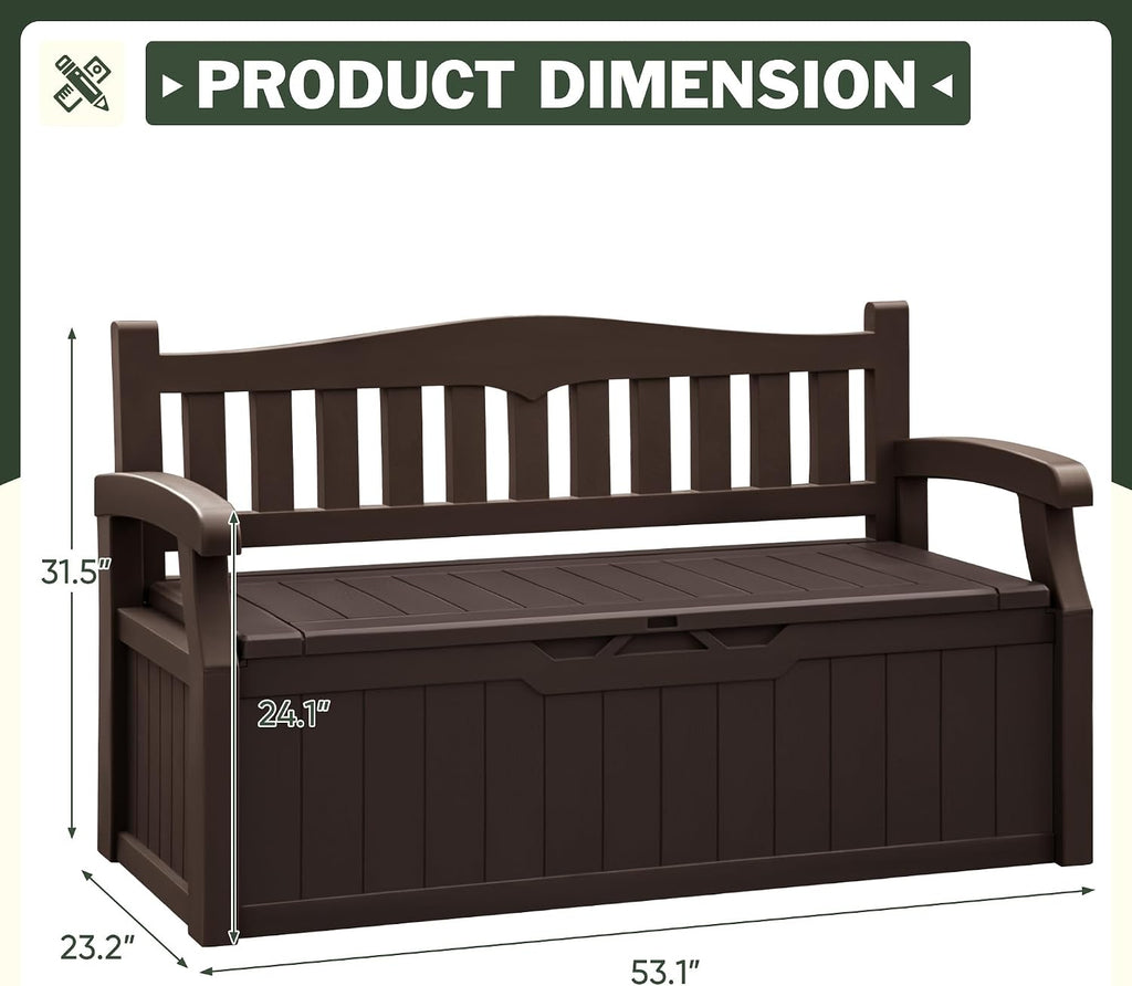 Brown 80 Gallon Outdoor Storage Bench