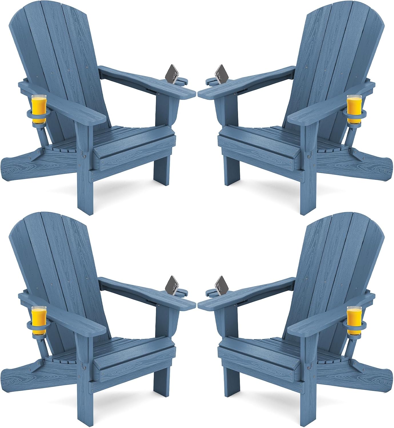 Navy 4-Pack HDPE Adirondack Chairs