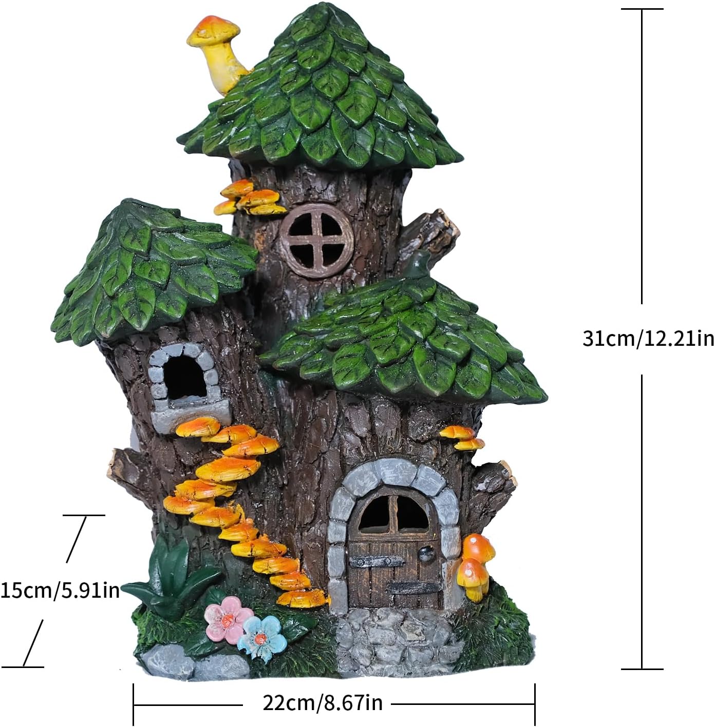 Solar Fairy House Resin Garden Statue