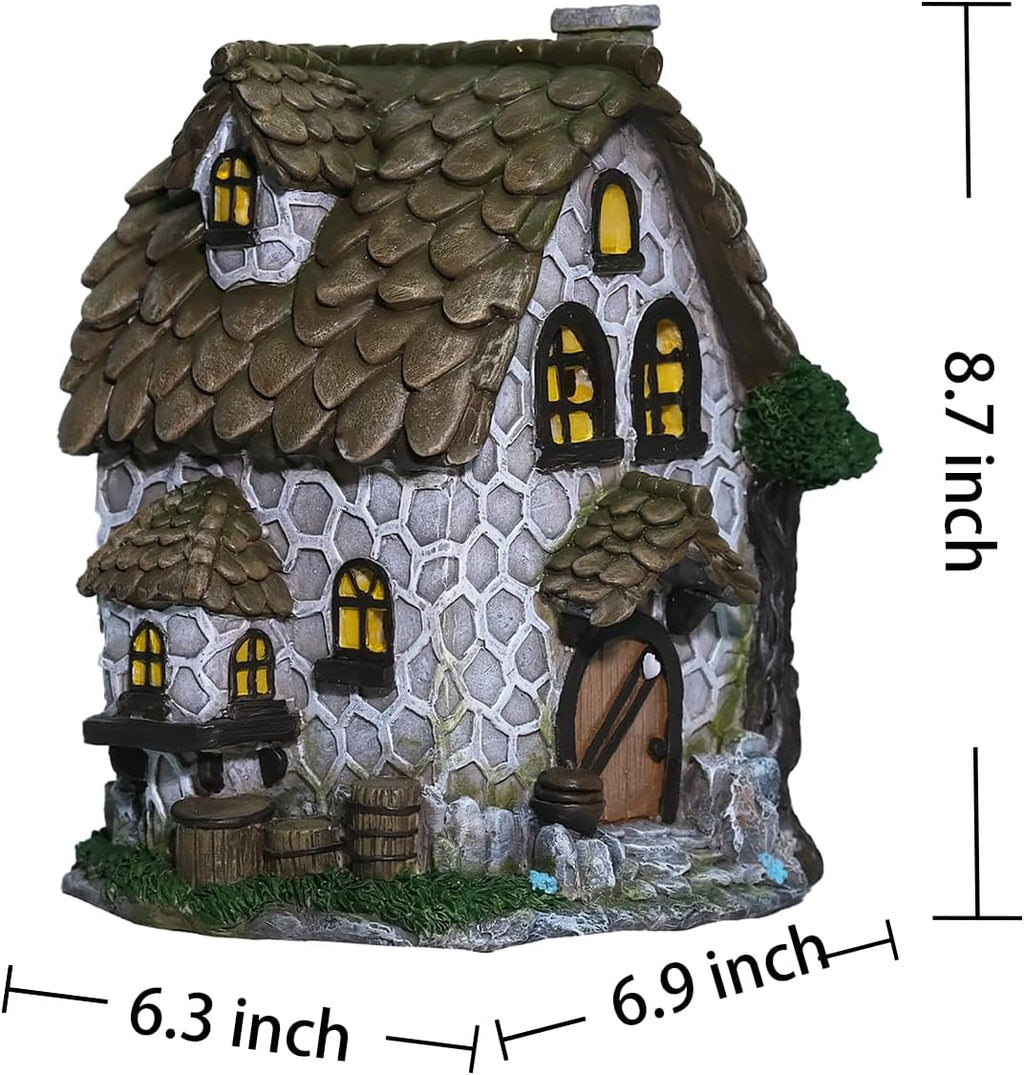 Solar Resin Garden House Statue