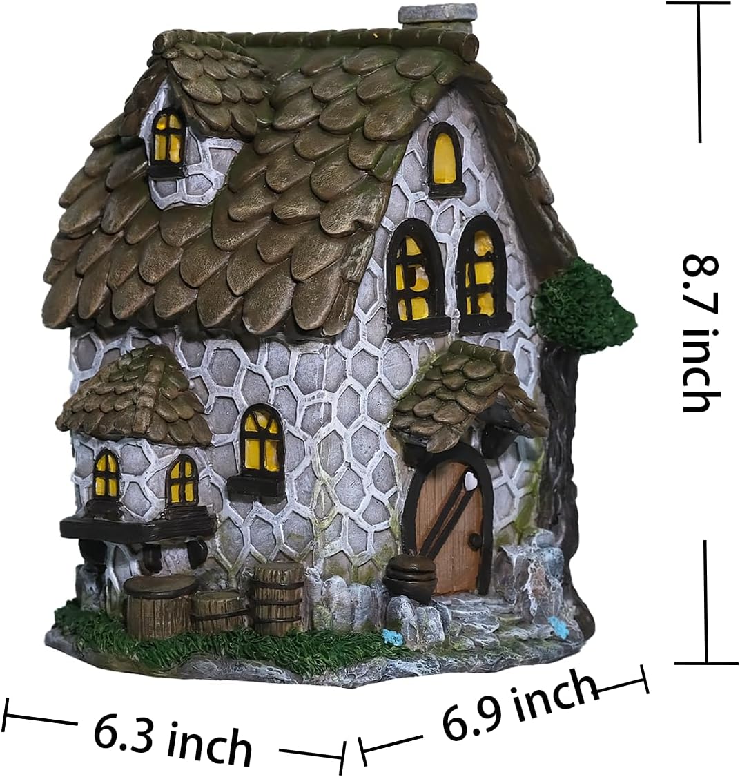 Solar Resin Garden House Statue