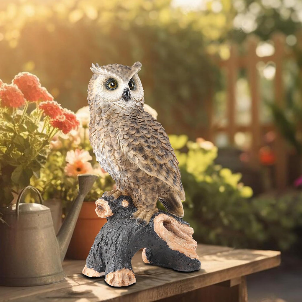Perching Owl Resin Garden Statue