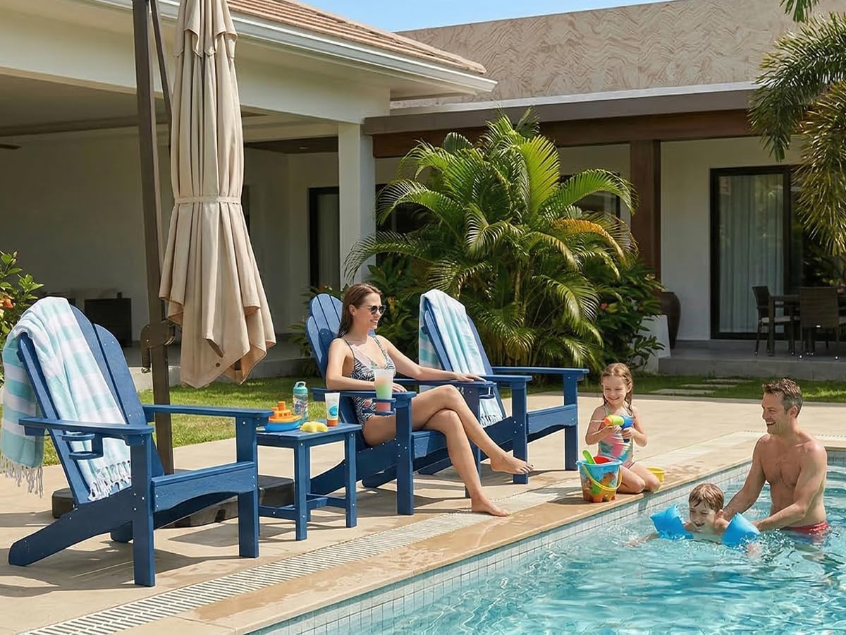Black 4-Pack Cup Holder Adirondack Chairs