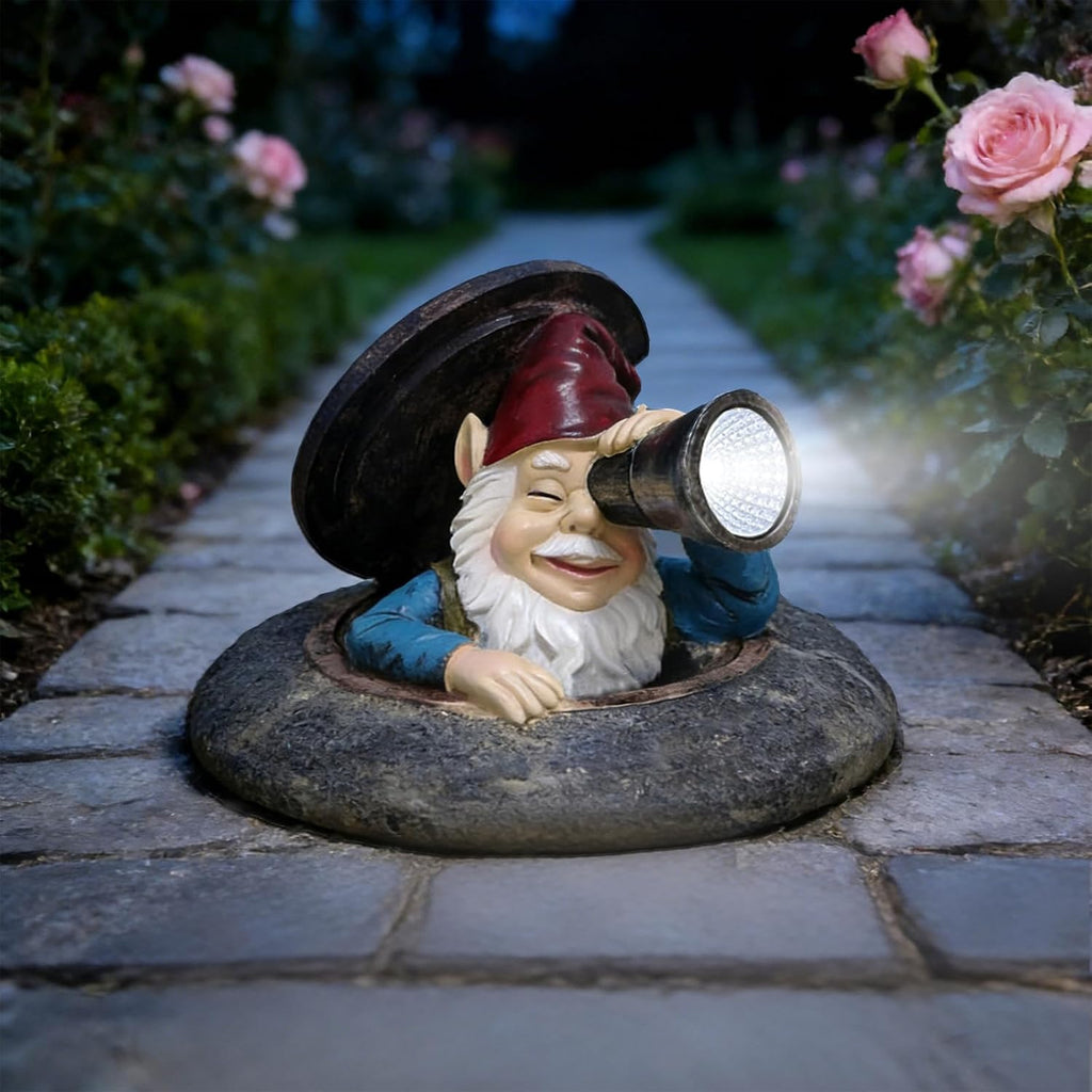 Solar Garden Gnome Resin Statue