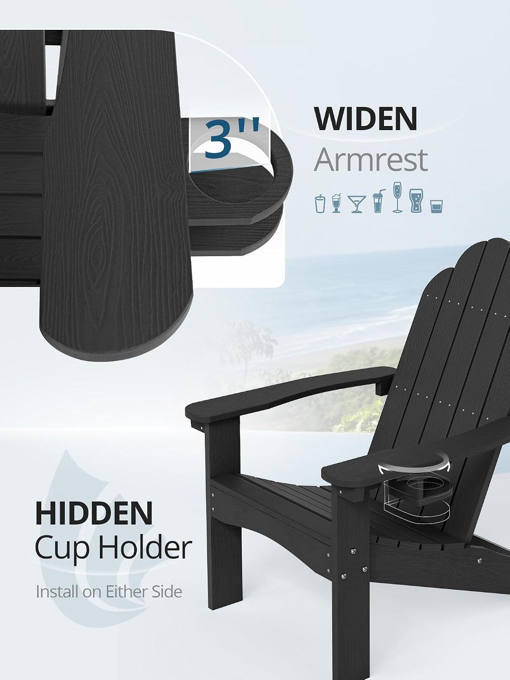 Black 4-Pack Adirondack Chairs