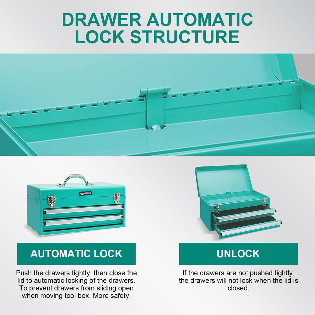 Turquoise Drawer Metal Tool Box