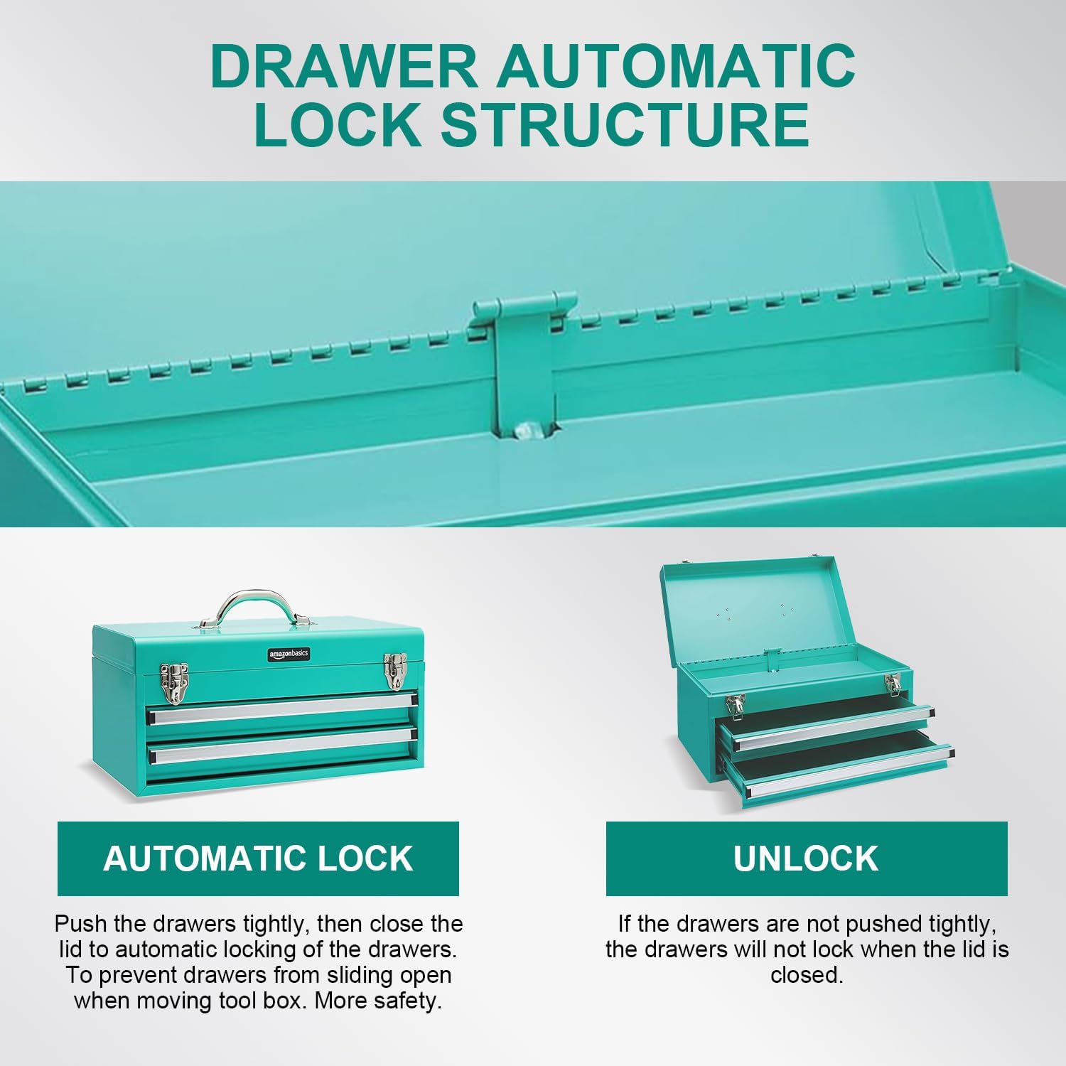 Turquoise Drawer Metal Tool Box