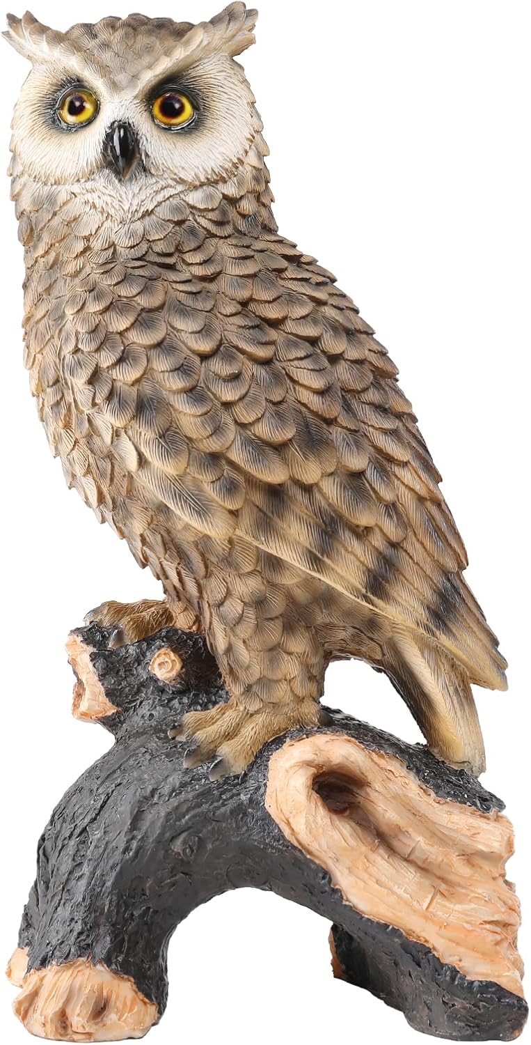 Perching Owl Resin Garden Statue
