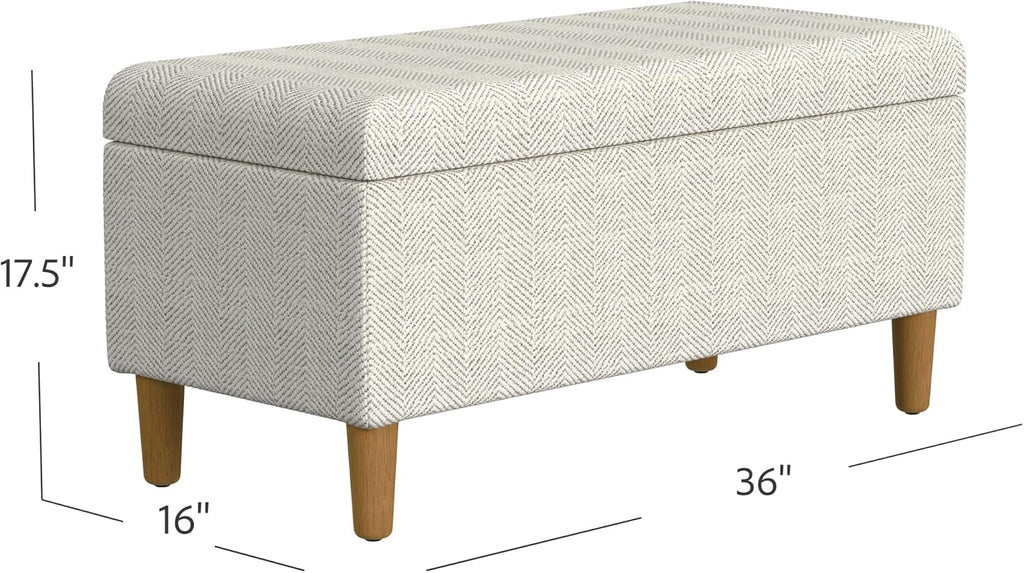 Cream Chevron Woven Storage Bench