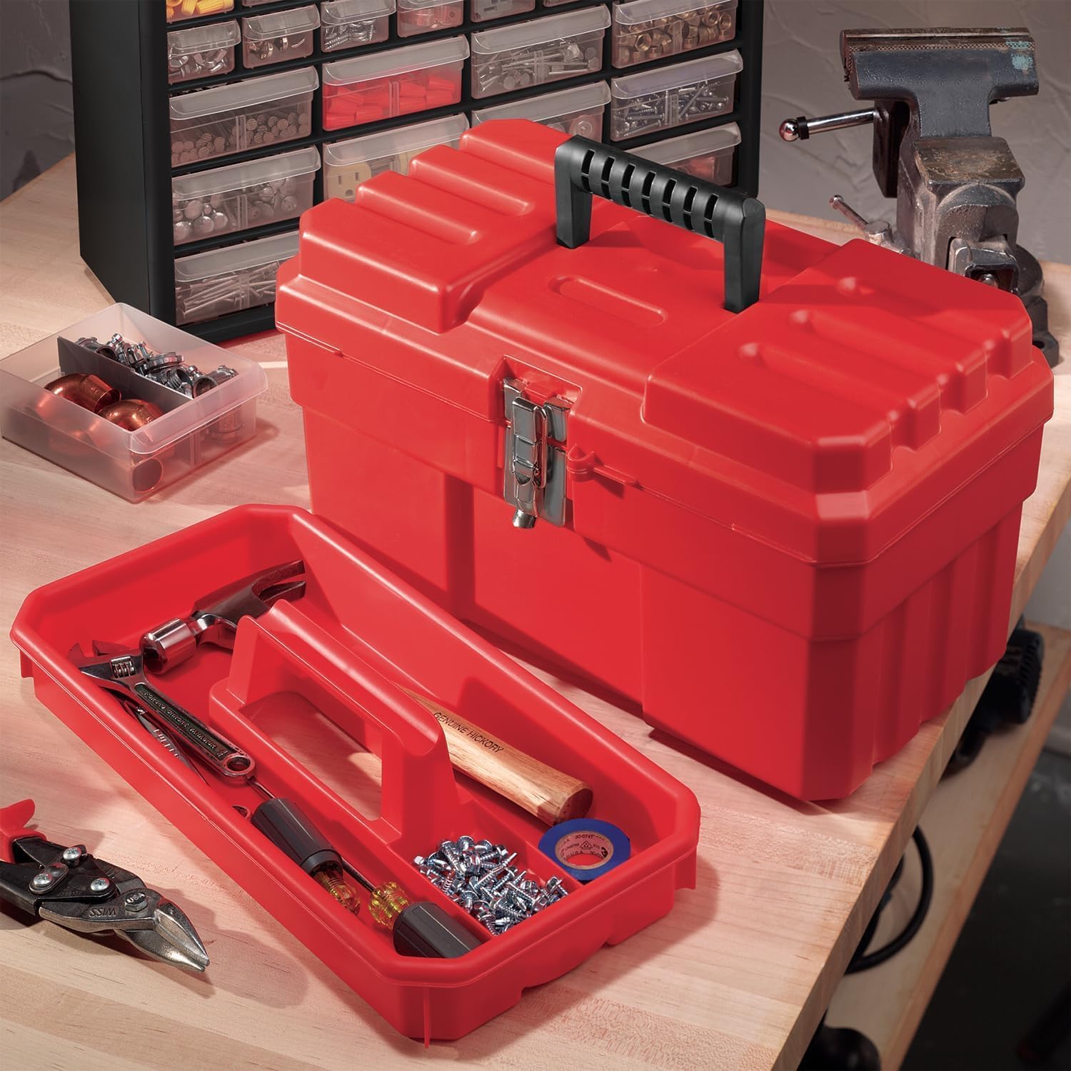 Red 14 Inch Plastic Tool Box