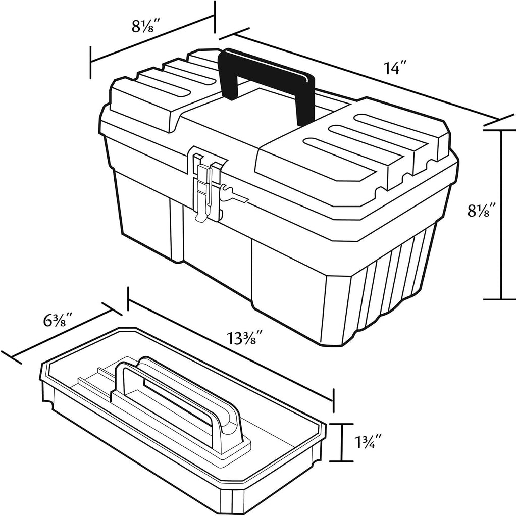 Red 14 Inch Plastic Tool Box