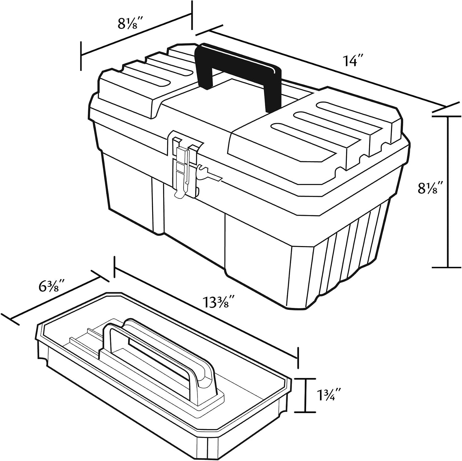 Red 14 Inch Plastic Tool Box