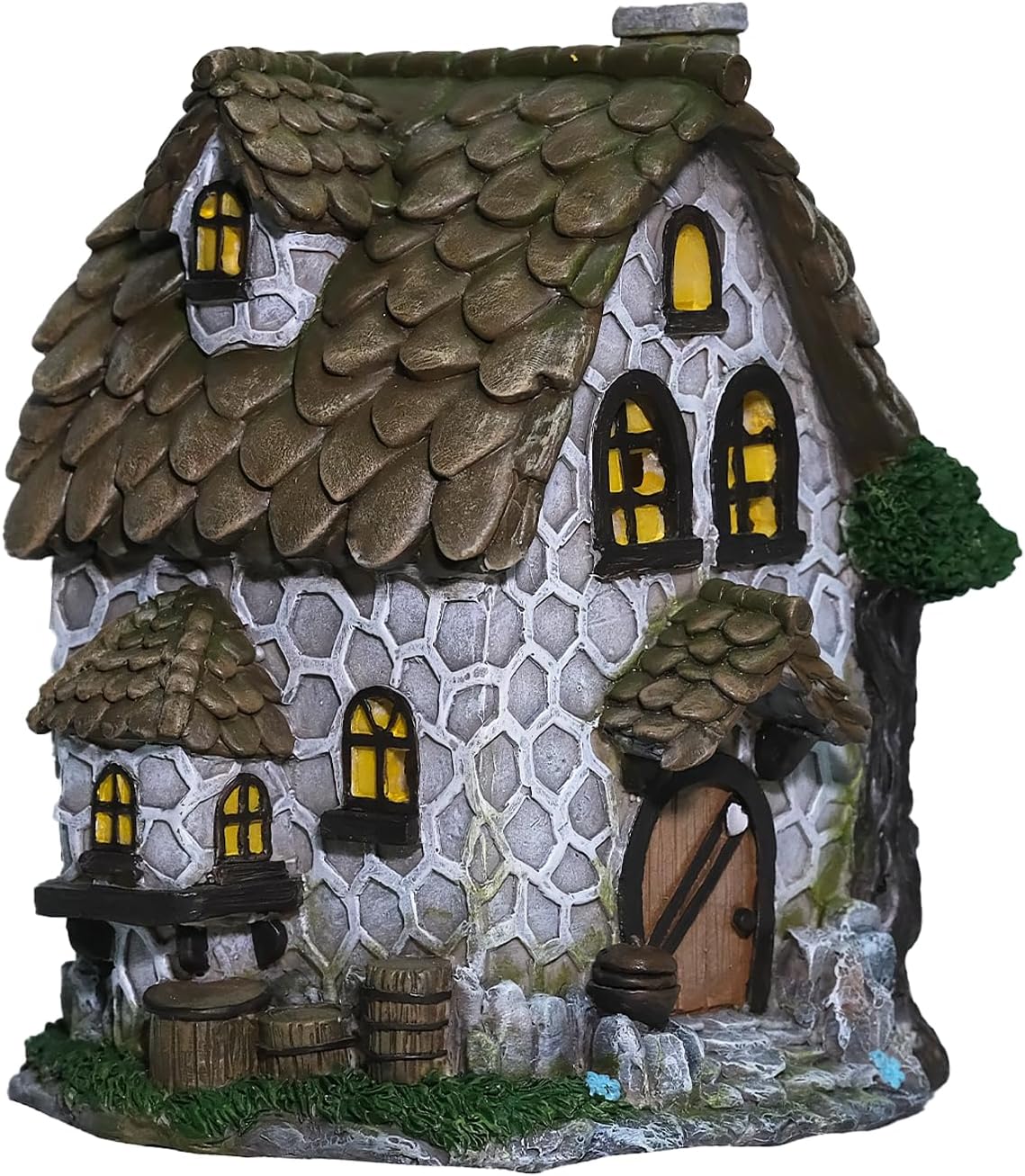 Solar Resin Garden House Statue