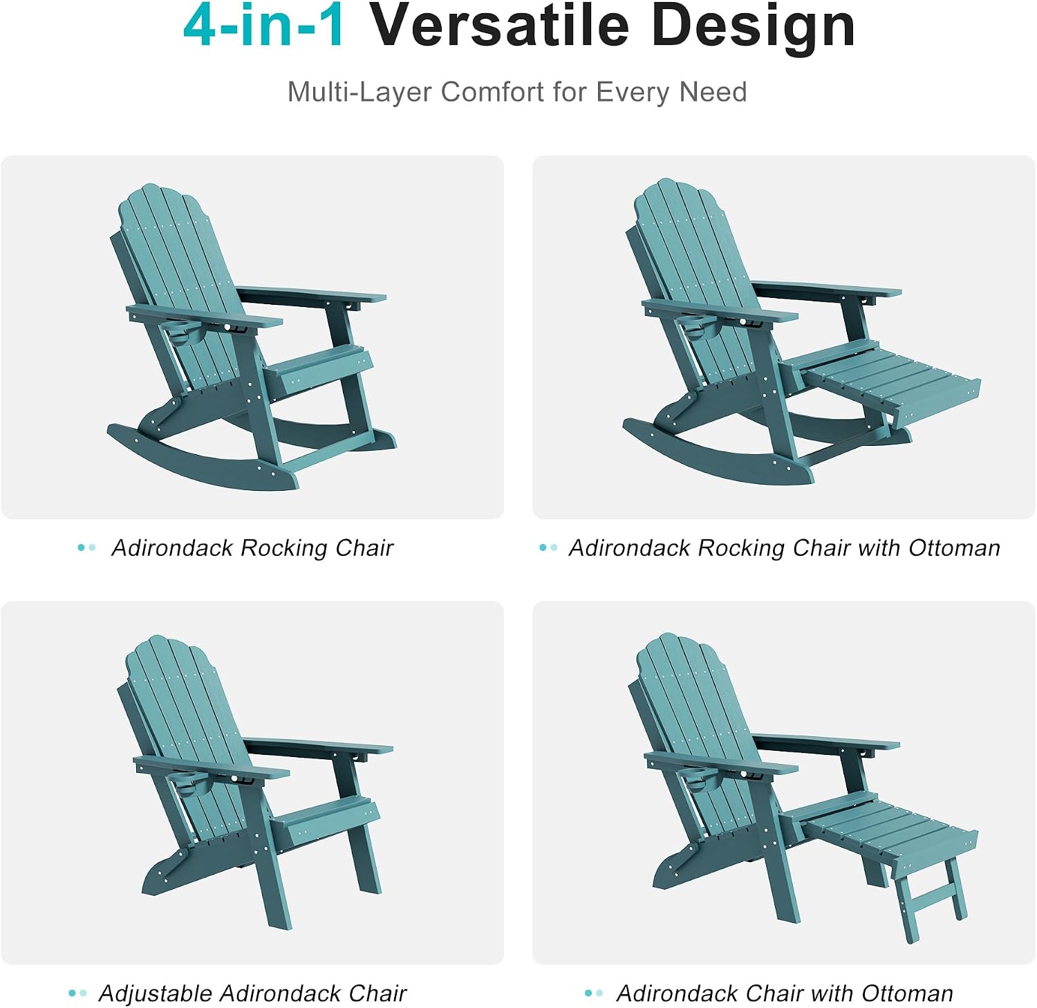 Lake Blue 2-Pack Rocking Adirondack Chairs