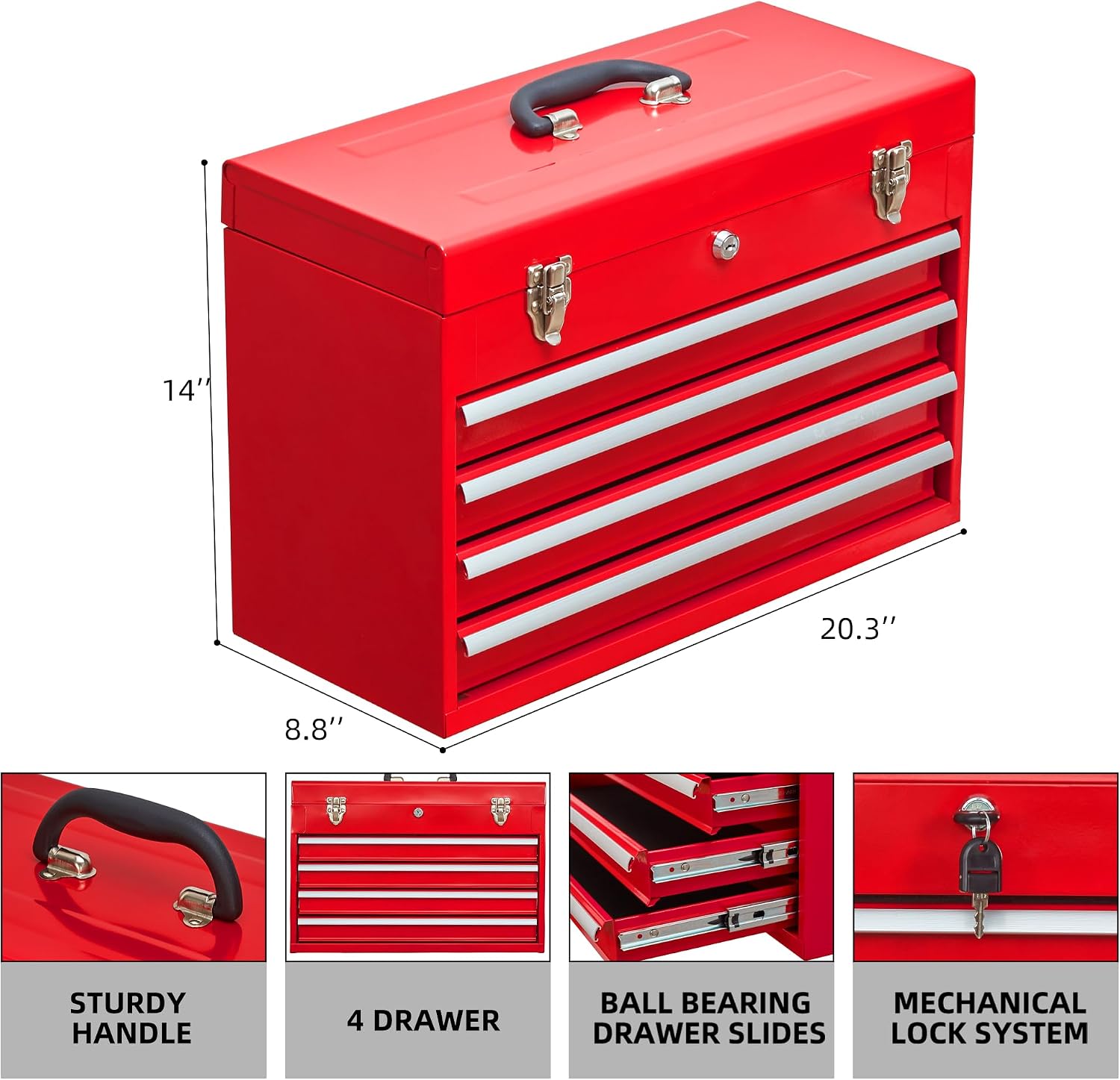 Red 4-Drawer Portable Tool Box