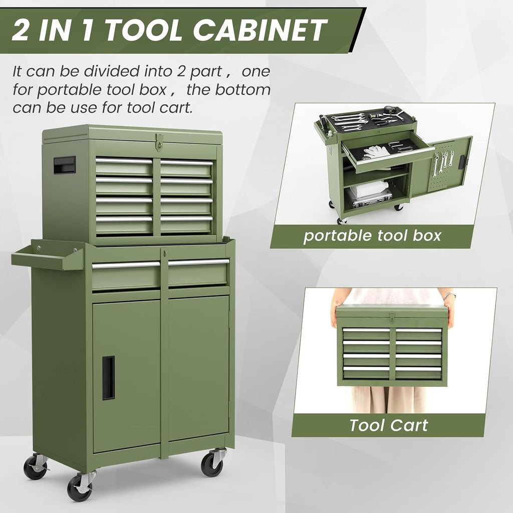 Green 5-Drawer Rolling Tool Cabinet