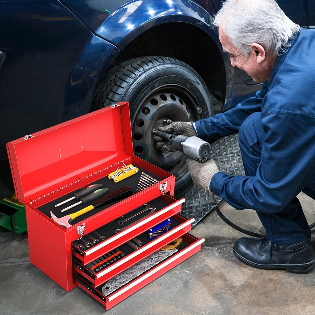 Red 3-Drawer Portable Tool Box