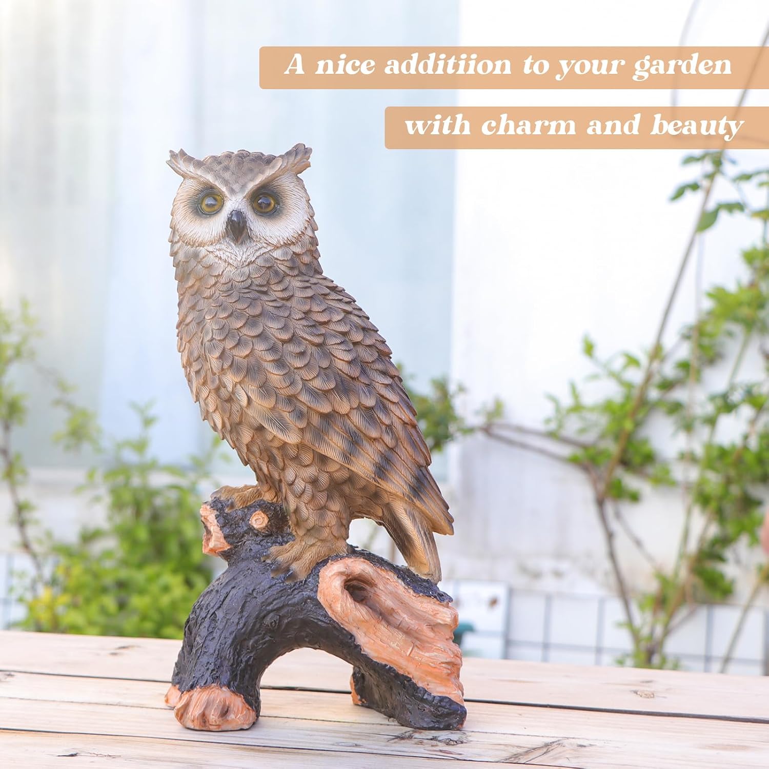 Perching Owl Resin Garden Statue
