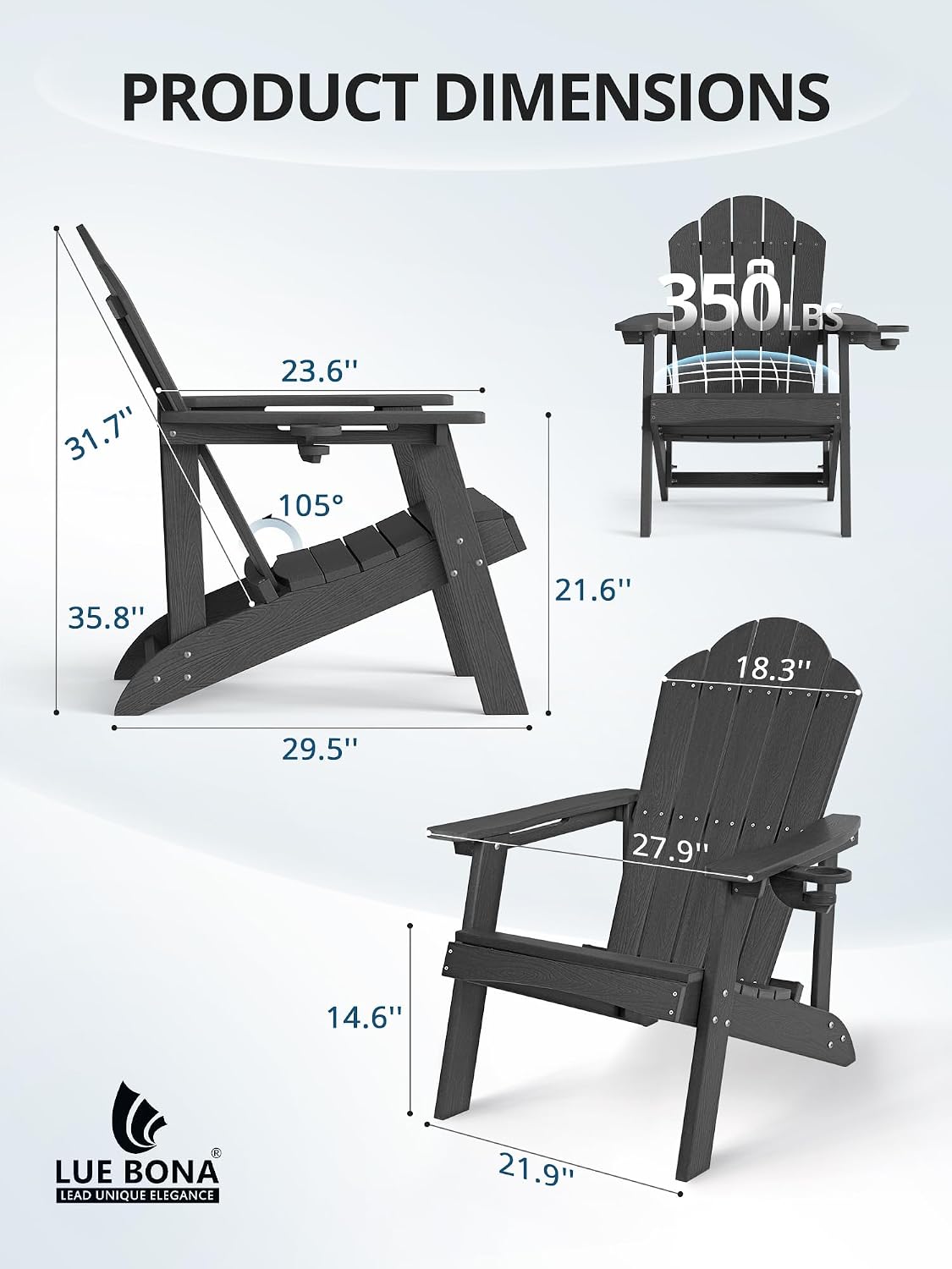 Black 4-Pack Adirondack Chairs