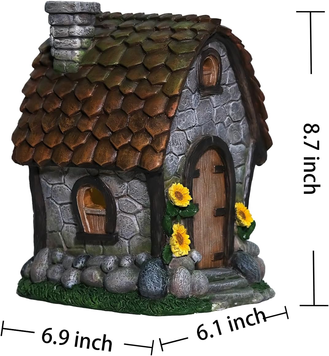 Solar Light Resin Garden House Statue