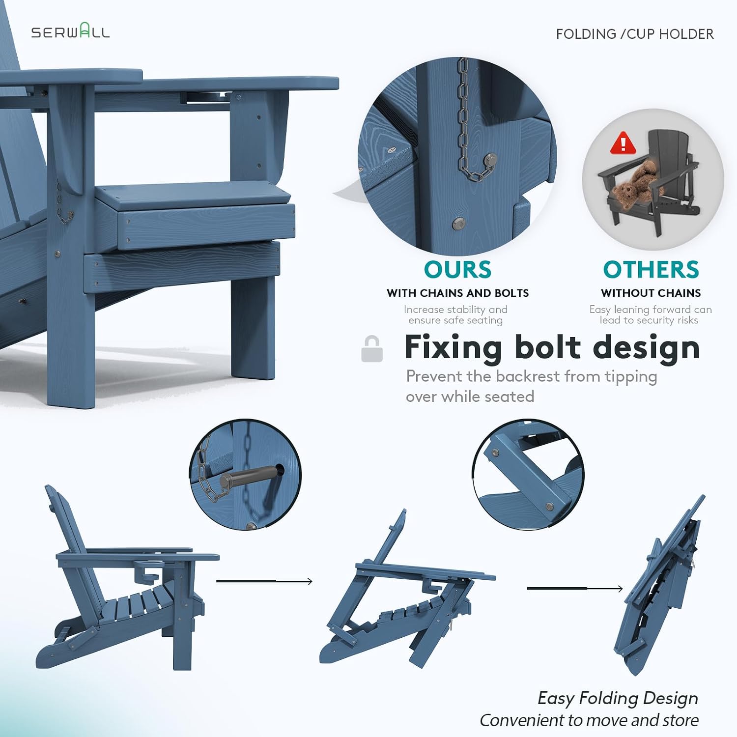 Navy 4-Pack HDPE Adirondack Chairs