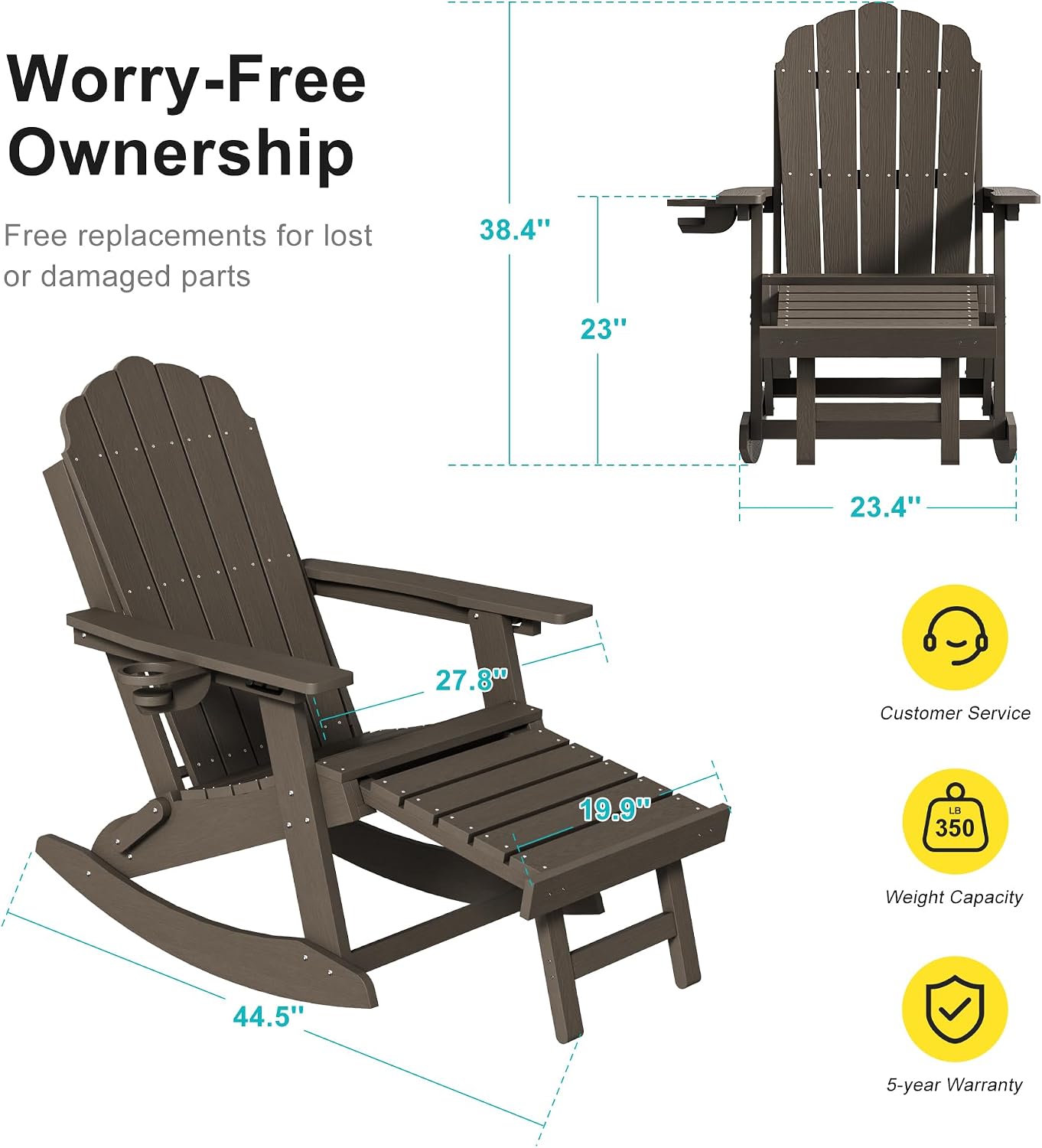 Brown 2-Pack Rocking Adirondack Chairs