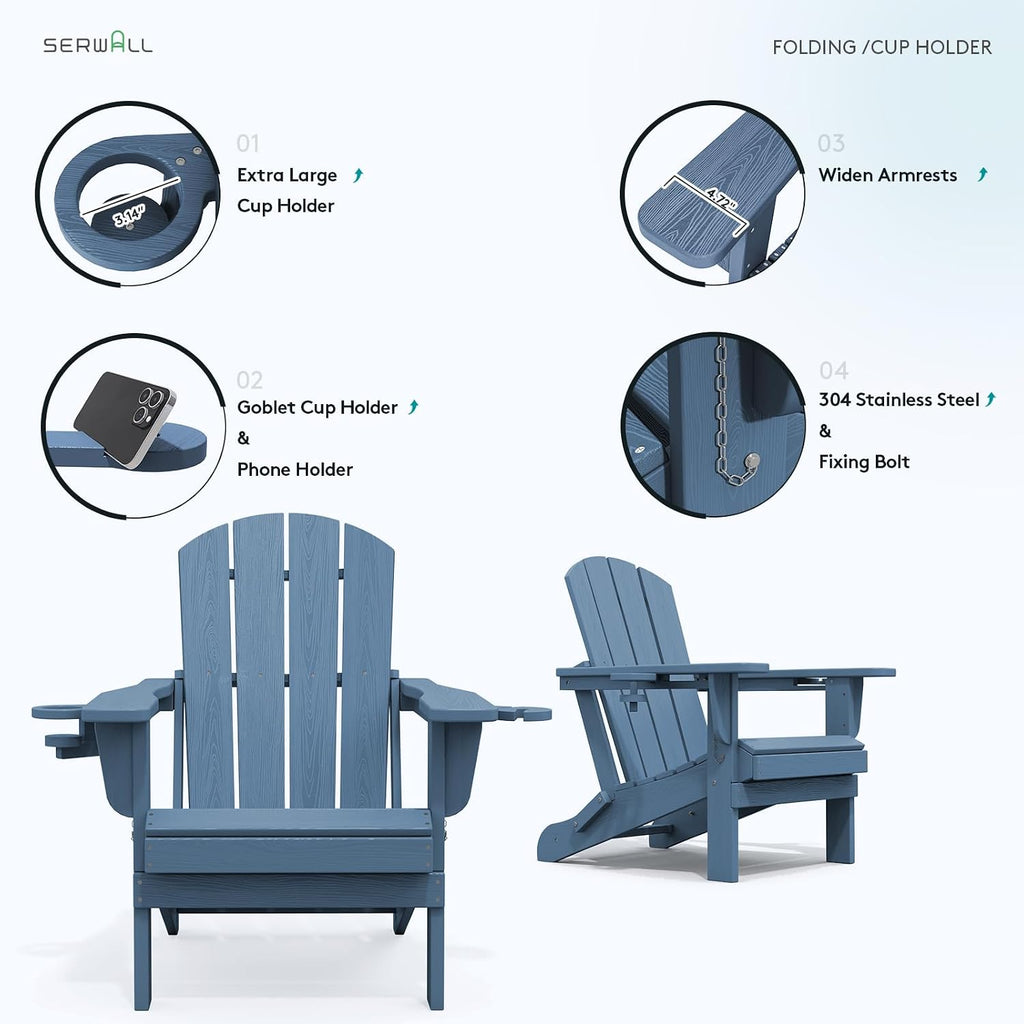 Navy 4-Pack HDPE Adirondack Chairs