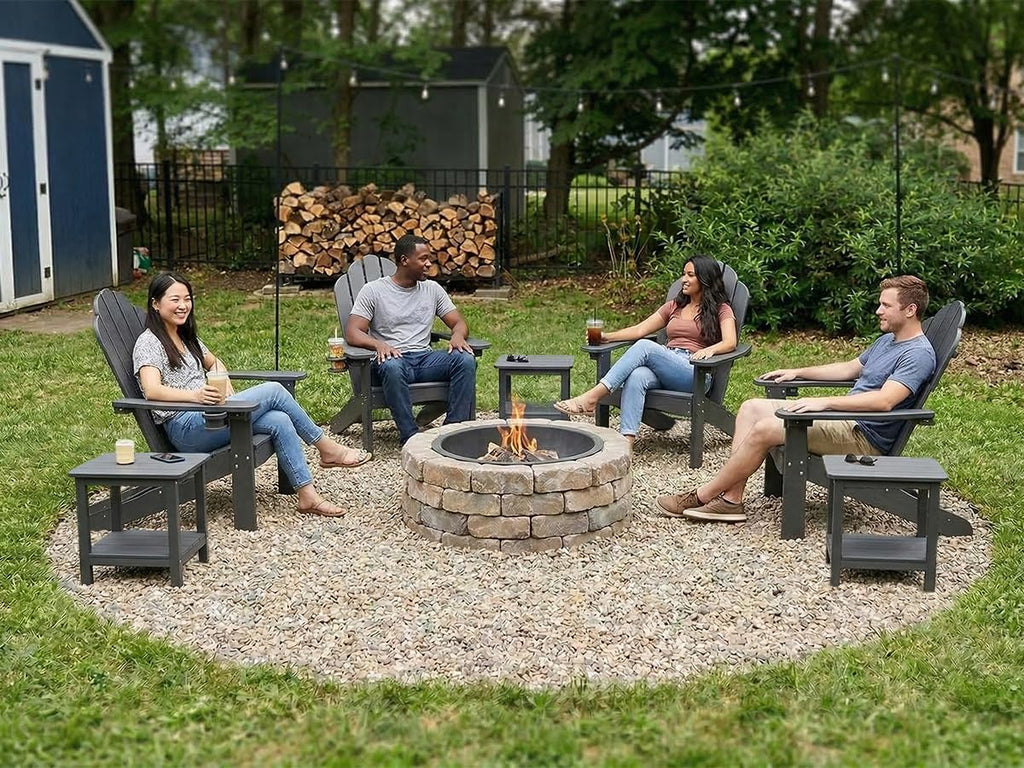 Black 4-Pack Cup Holder Adirondack Chairs