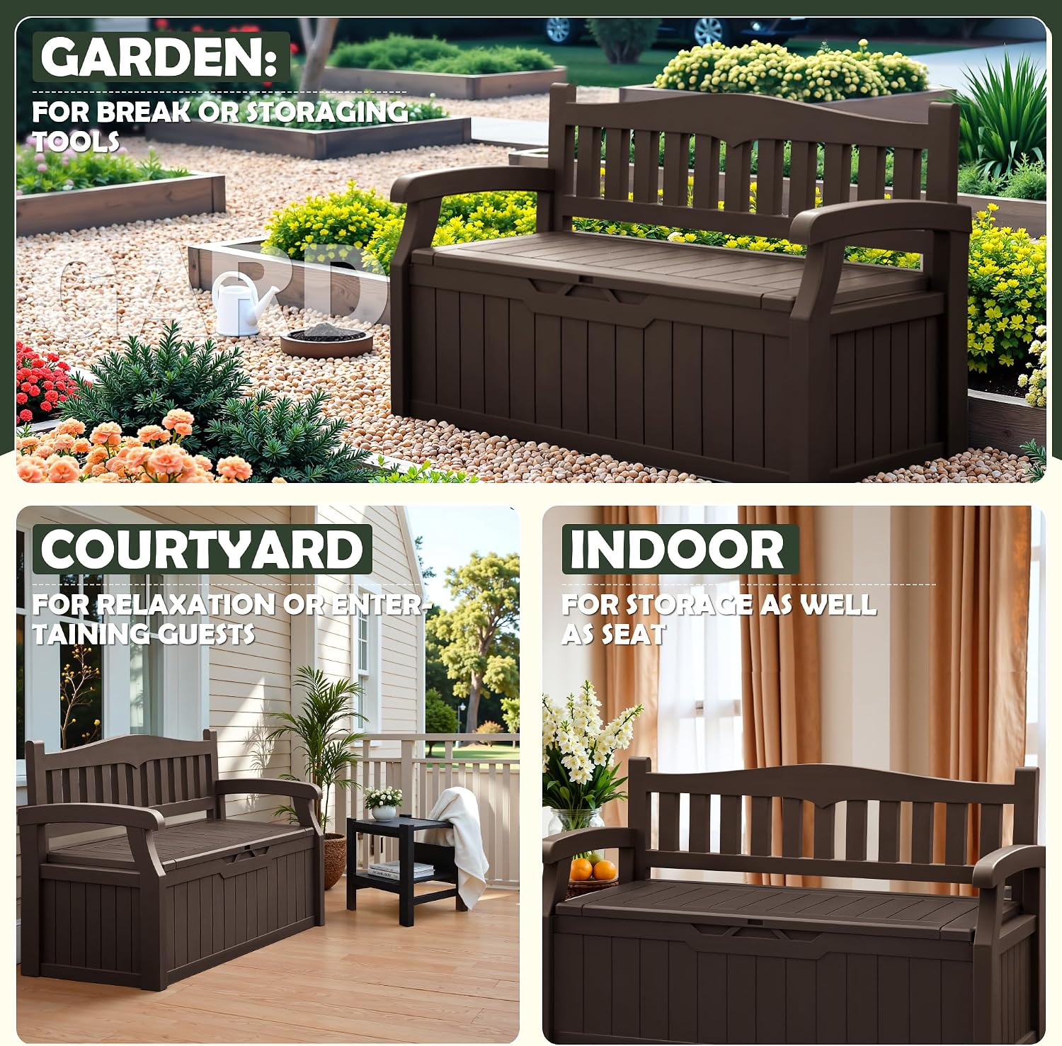 Brown 80 Gallon Outdoor Storage Bench